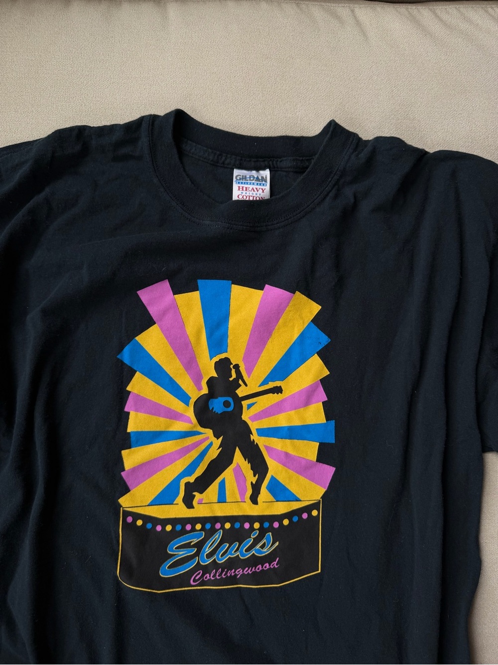 1990’s Vintage Elvis Collingwood Graphic T Shirt Size XL Black Gildan Tee
